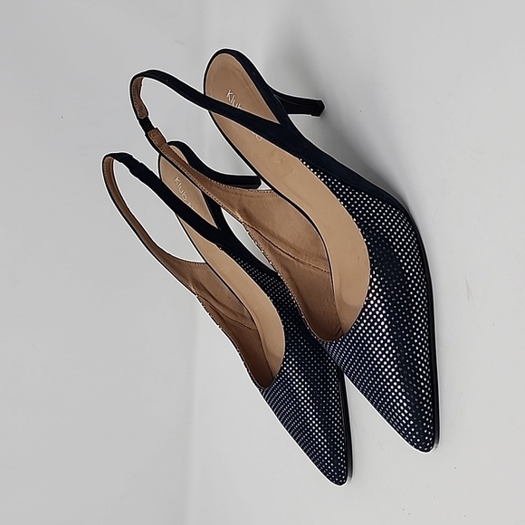Klub Nico Shoes Klub Nico Slingback Kitten Heel Blue Silver Dot